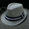 thumbnail image 2 of Prolriy Panama Hat Men Fedora Hats Men and Women Retro Jazz Hat Soild British Sun Hat Travel Sun Hats for Women Grey, 2 of 5
