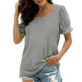 thumbnail image 6 of Mittory Tops for Women Summer Casual Ruffle Trim Sleeve Square Neck T Shirts, 6 of 8