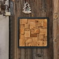 thumbnail image 2 of Warmaxx Rustic Teak Wood Framed Wall Decor 17''x17 Farmhouse Geometric Block Wall Art Decoration Home Living Room Bedroom Office Handmade Square Wooden Slatted Collage Aesthetic Wall Décor, 2 of 18