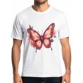 thumbnail image 1 of Camisetas de manga corta con estampado de mariposas y flores de colores para hombre, cuello redondo, temática natural., 1 of 8