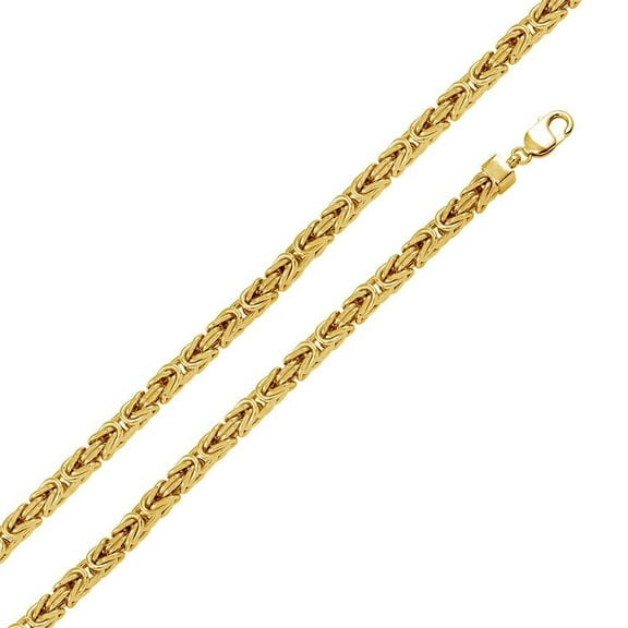 Gold Plated 925 Sterling Silver Hollow Byzantine Chain 7mm Made in Italy 30" Jewelry Female Unisex