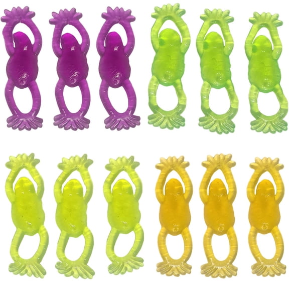 ZJT Stretchy Flying Frogs Stress-Relieving Toy Slingshot Flying Frog Funny Rubber Toy Sticky Prank Toy(Pack of 12).