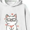 thumbnail image 5 of Cute Cat & Heart Graphic Girls White Cropped Hoodie - Fleece Lined Long Sleeve, Soft Stretch 95% Polyester 5% Spandex, Size 110-160 for 4-12 Years,Size 11-12T, 5 of 5