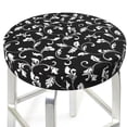 thumbnail image 3 of Xecao's Black White Leaves Print Stool Covers offer stylish, washable protection for PU round bar stools, perfect for home or commercial use., 3 of 7