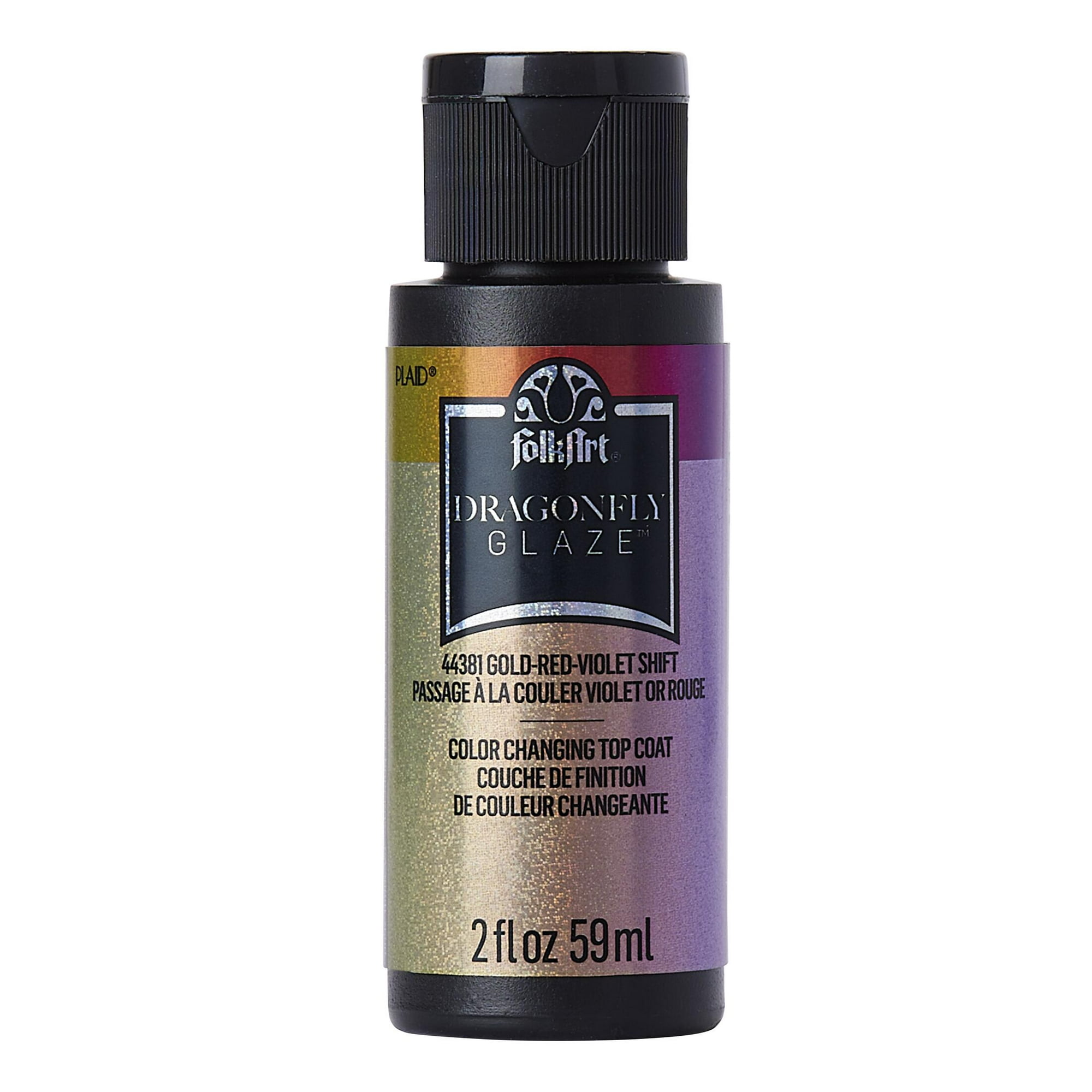 FolkArt Dragonfly Glaze Acrylic Paint, Gloss Finish, Gold-Red-Violet, 2 fl oz