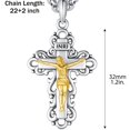 thumbnail image 6 of TANGPOET 925 Sterling Silver Cross Crucifix Pendant Necklace for Men Women Saint Medal Christian Religious Necklace for Men Vintage Crucifix Cross Jesus Gold Plated, 6 of 7