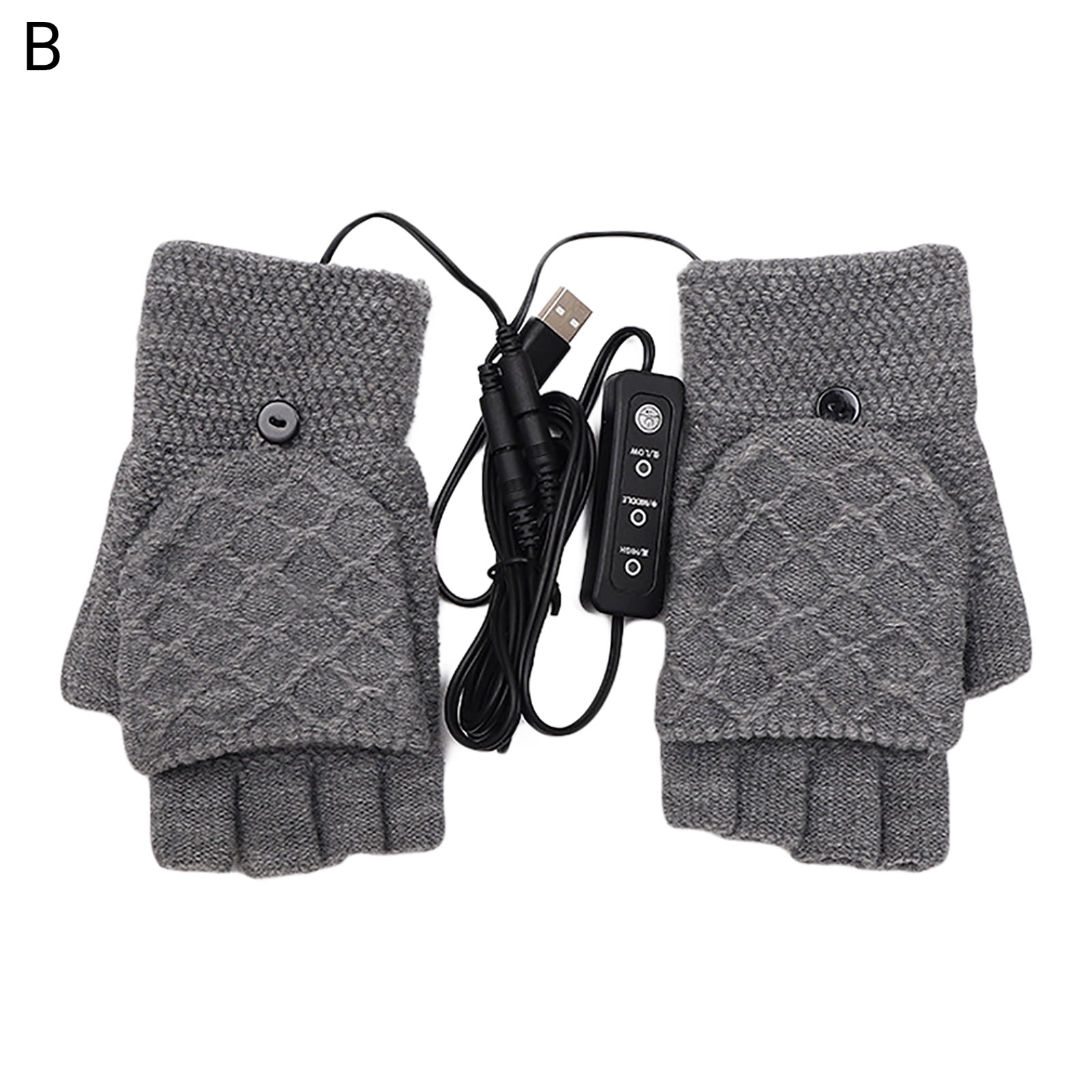 Heated Gloves Fingerless DoubleSided Heating Knitted Winter USB Heated