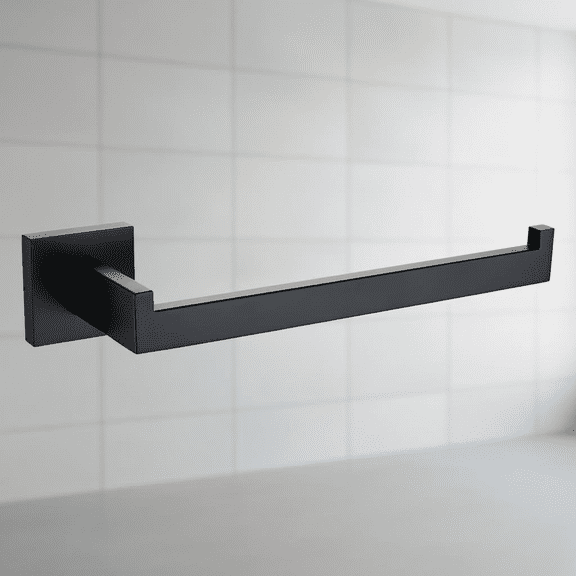 Heavy Duty Stainless Steel Hand Towel Holder, Modern Square Towel Ring for Bathroom and Kitchen, Wall Mounted Towel Bar with Matte Black Finish