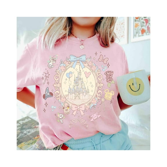 Disney Coquette Bows Magical Castle Shirt, Happiest Place Shirt, Disney Princess Castle Shirt, Magic Kingdom Girly Disney Girl Trip Shirt