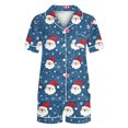thumbnail image 5 of Lorytime Womens Pajamas Sets Fall Santa Claus Short Sleeved Collared Button Down Shirt Sleep Shorts Festive Loungewear, 5 of 5