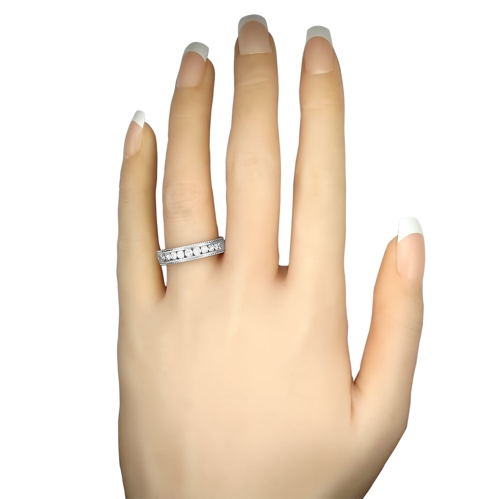 1/2 Carat T.W. Round Diam. Milgrain Vintage Platinum Bridal Wedding Band