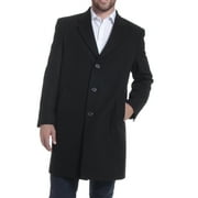 Alpine Swiss Luke Mens Wool Blend Overcoat Single Breasted Topcoat Tailored Notch Lapel Coat Business Professional BLK LRG