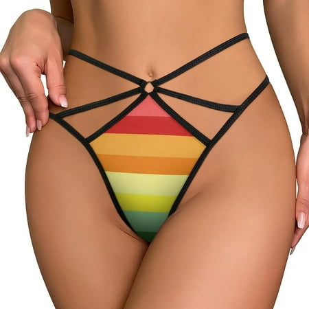 

Gay Pride LGBT Rainbow Thongs for Women Low Waist Hipster Sexy T-back Thong Thin Panties 6 Size