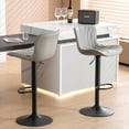 thumbnail image 3 of Kidol & Shellder Gray Leather Bar Stools Set of 2 Soft Swivel Counter Stools, 3 of 7