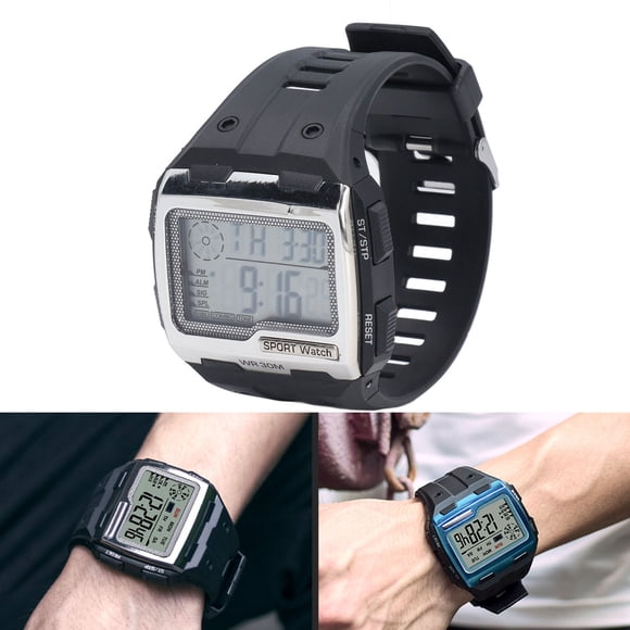 Digital Sport Watch, Multifunction Outdoor Digital Watch Large Display for Rock Climbing Blue,Silver,Gold