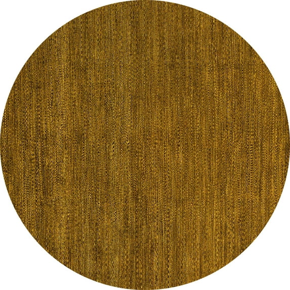 Ahgly Company Machine Washable Indoor Round Abstract Yellow Modern Area Rugs, 8' Round