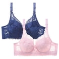 thumbnail image 3 of Sakmal Underwire Bras Women Full Coverage Wireless Comfortable Blue 2-Pack Bras for Ladies 38D, 3 of 4