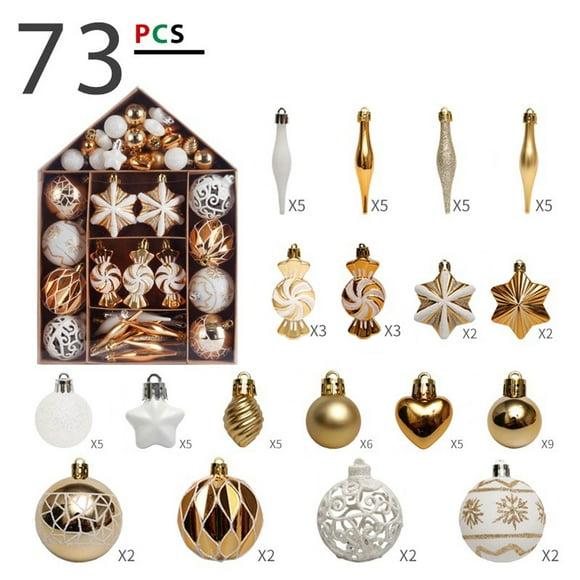 RXIRUCGD Christmas Balls - Christmas Tree Decoration Ornaments Shatterproof Hanging Balls for Birthday Holiday Wedding Decorations Set of 73pcs