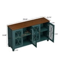 thumbnail image 4 of GZXS 4-Door Glass Sideboard, 59.5-Inch Storage Cabinet with Solid Wood Legs and Adjustable Shelf for Dining Area, 59.45"L x 15.75"W x 31.89"H, Dark Green, 4 of 10