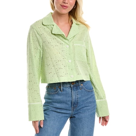 Derek Lam 10 Crosby womens Easton Pajama Blouse 4 Green