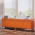thumbnail image 7 of Black Wide Metal Locker Storage Accent Cabinet, 2 Door, 2 Tier Low Metal Cabinet, 7 of 7