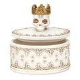 thumbnail image 2 of 1 mini joyero con forma de corona, calavera, pendientes, anillos, collares y tapa. Blanco, 2 of 9