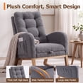 thumbnail image 6 of UHOMEPRO Upgraded Rocking Chair for Nursery, Modern Teddy Glider Rocker Chair with Footrest, High Backrest, Solid Wood Frame, Gray, 6 of 8