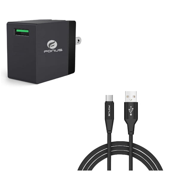 18W Fast Home Charger w Type-C 10ft USB Cable R5R for LG Q7 Plus, G Pad X II 10.1, V50 ThinQ 5G, Stylo 4 Plus, Google Nexus 5X, G8 ThinQ, G7 ThinQ, 5 - Microsoft Surface Go (10"), Lumia 950