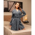 thumbnail image 3 of NY Threads Womens Robe Soft Knit Waffle Bathrobe Lightweight Knee-Length Loungewear, Large, Dark Grey, 3 of 7