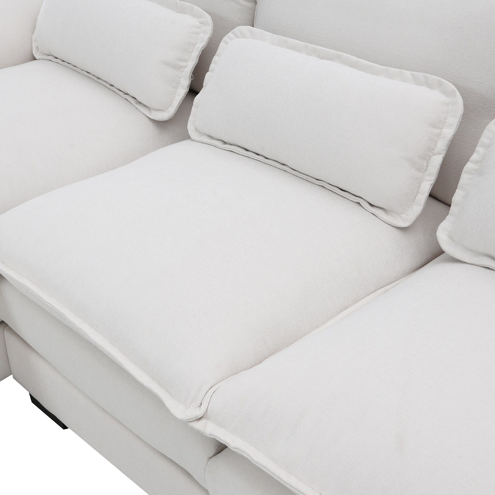 MAYEERTY 110x55" Modern U-Shaped Sectional Sofa - 6-Seat Symmetrical Sleeper with Waist Pillows/Chaise for Living Room/Apartment, 5 Colors