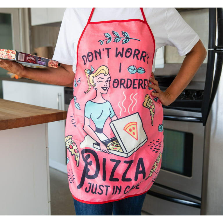 Don't Worry I Ordered Pizza Just In Case Funny Cooking Humor Graphic Novelty  Kitchen Accessories (Oven Mitt + Apron) 