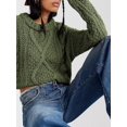 thumbnail image 5 of Women'S Oversized Fall Sweaters Casual Long Sleeve Crewneck Chunky Cable Knit Pullover Tops Winter Clothes Green L, 5 of 9