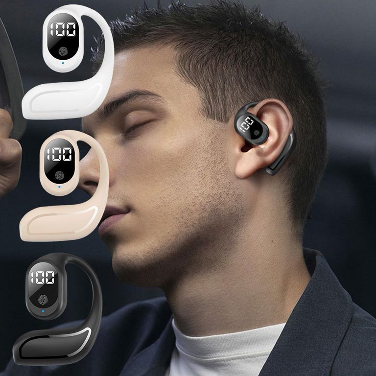 Bluetooth 5.3 Wireless Ear Hook Earbuds - Single Ear Headset With Mic, Rechargeable, For Calls