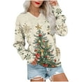 thumbnail image 2 of Ounisa Women's Fashion Printed T-shirt Long Sleeves Blouse V-Neck Casual Sweatshirt Top, 2 of 6