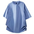 thumbnail image 5 of DeHolifer Men's Swim Shirts Rash Guard Solid Color Short Sleeve Breathable Tees Tops Fishing Tops for Surfing Blue 3XL, 5 of 5