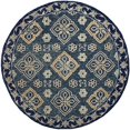 thumbnail image 1 of LR Home RUGSA99410IND49RD Blue Geometric Gardens Floral Round Rug, 1 of 1