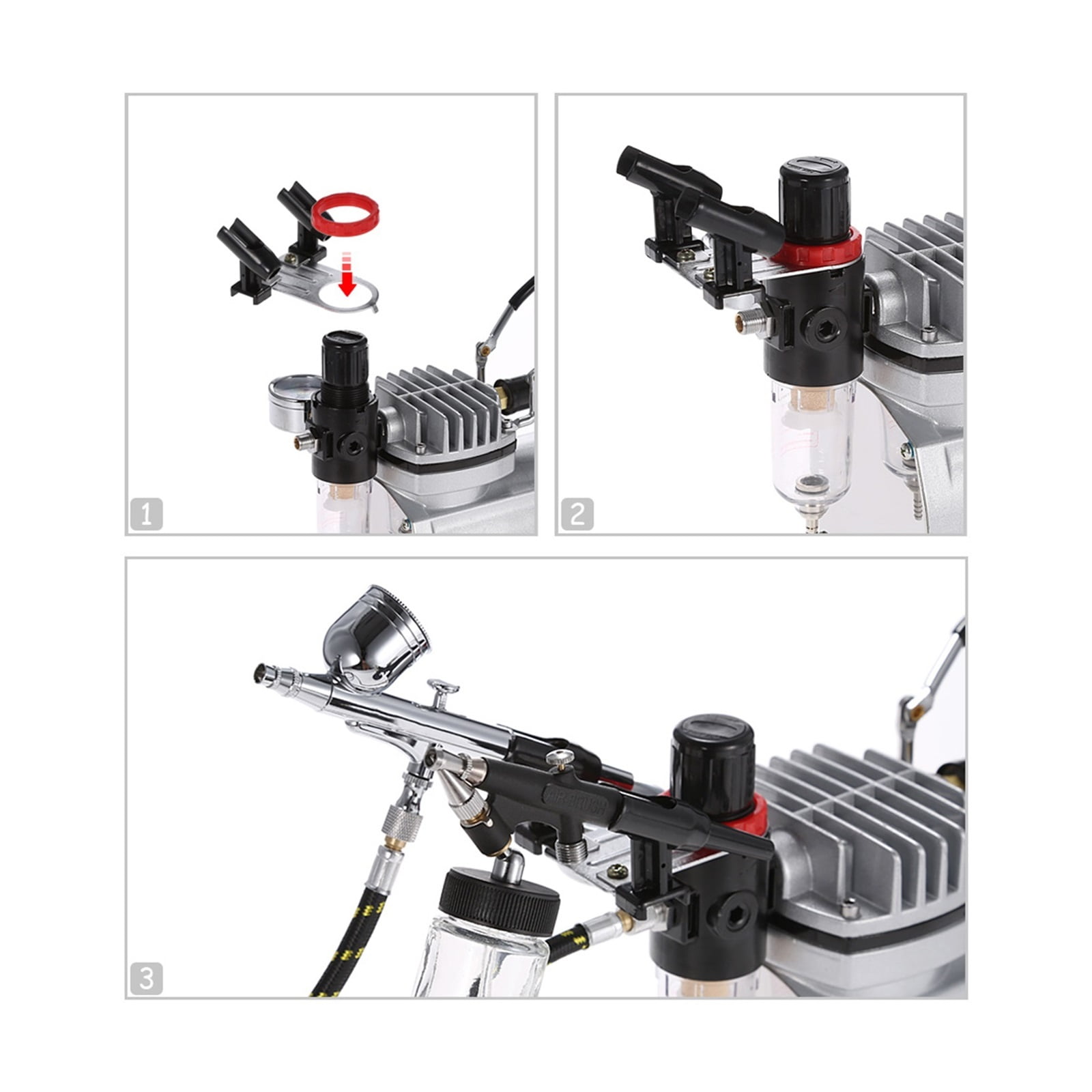 AC-18 Professional Air Compressor Set Electric Spray Gun Hobby Paint Spray Set Nail Art Sprayer with Braided Air Hose