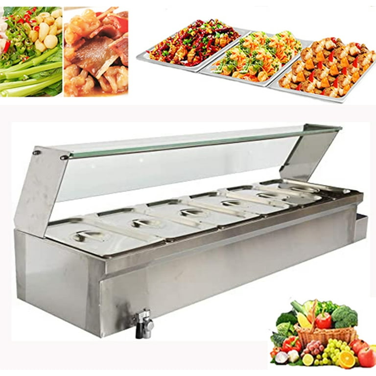 INTBUYING 6-Pot Bain-Marie Buffet Food Warmer Steam Table Hot Well
