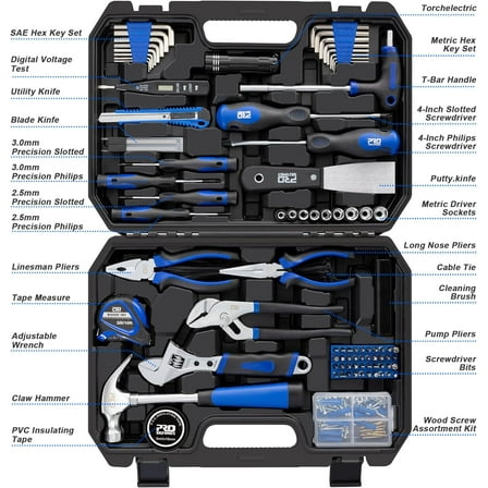 229-Piece Tool Set,  Household Hand Tool Kit with Portable Tool Box, All Purpose Home Tool Kit Includes Essential Tools for Daily Use
