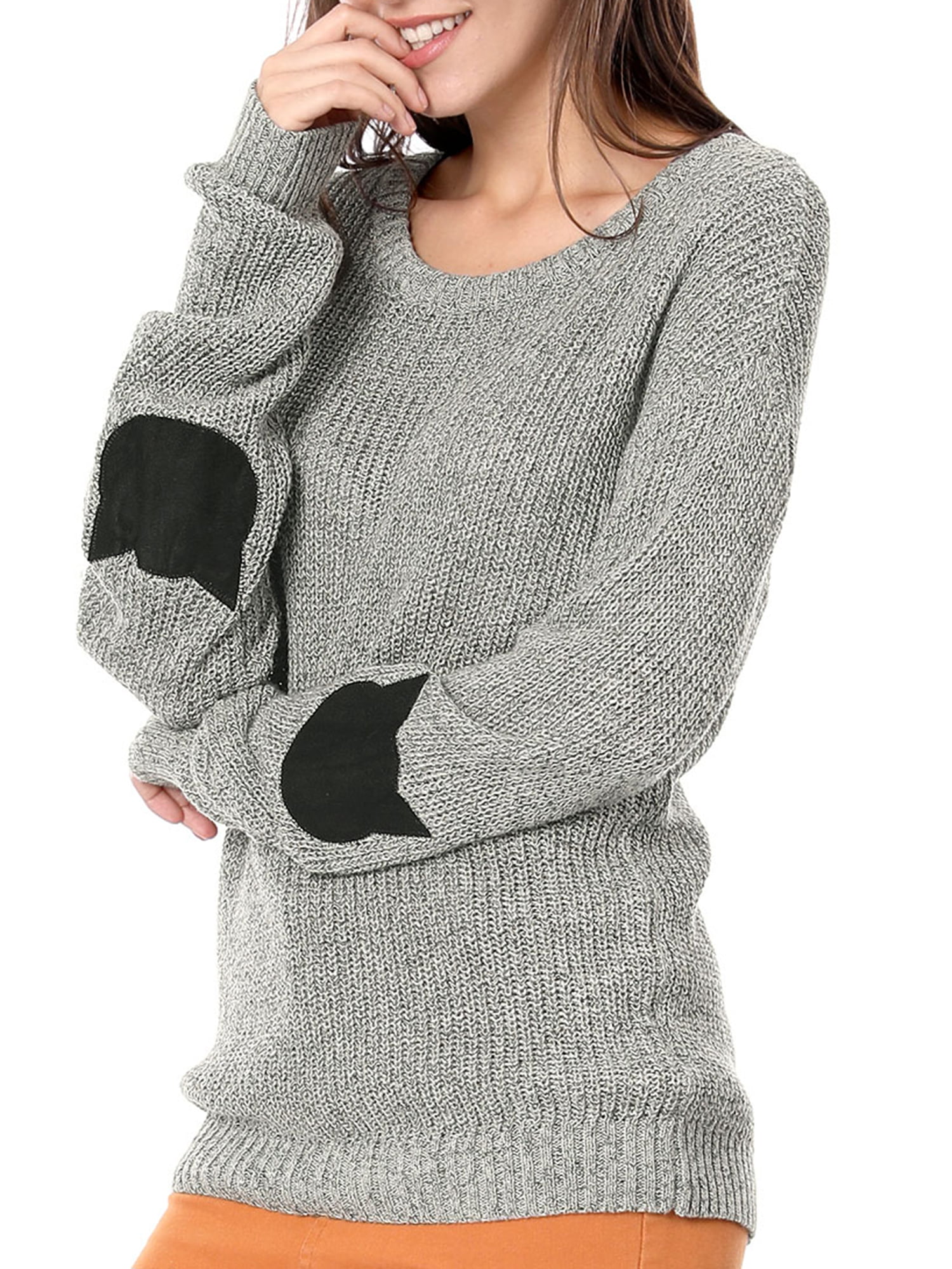 Gina Elbow Patch Asymmetrical Sweater- Off White