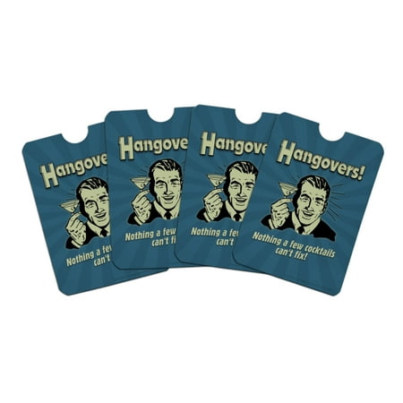 Hangovers Nothing a Few Cocktails Can't Fix Funny Humor Retro Credit Card RFID Blocker Holder Protector Wallet Purse Sleeves Set of (Best Way To Fix Credit)