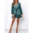 thumbnail image 3 of Asyoly Womens Dresses Lace Wrap Mini Dress V Neck Puff Sleeve A-Line Dress Flowy Floral Dress with Bow-Knot Belt, 3 of 5