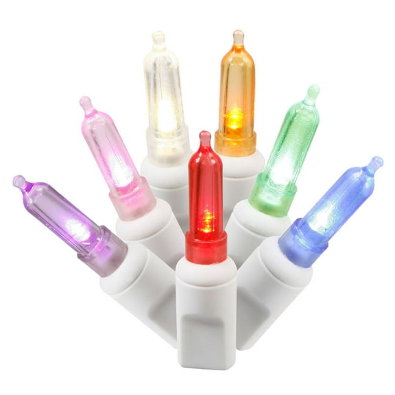 Vickerman 50 Multi-Colored Italian LED on White Wire, 25' Christmas Single Mold Light Strand