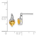 thumbnail image 3 of FB Jewels Sterling Silver Rhodium Plated Diamond Citrine Heart Post Earrings, 3 of 3