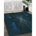 thumbnail image 3 of Ahgly Company Machine Washable Indoor Round Transitional Blue Jay Blue Area Rugs, 8' Round, 3 of 7