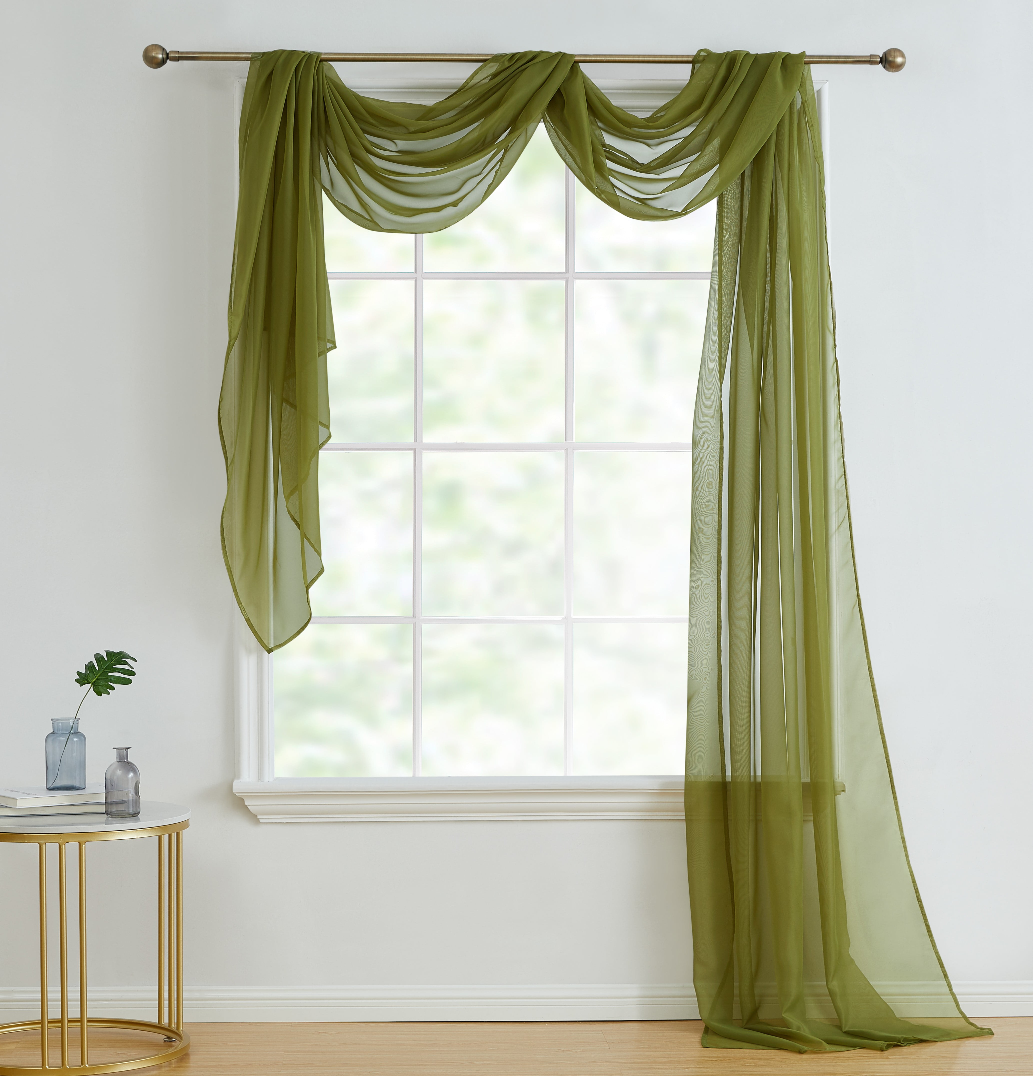 HLC.ME Sheer Voile Window Curtain Scarf Valance Fully Stitched