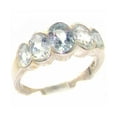 thumbnail image 1 of LBG British Made 18k White Gold Natural Aquamarine Womens Band Ring - 33 size options - Size 9.5, 1 of 6