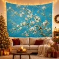 thumbnail image 3 of Flowering Branch Across Teal Blue, Peaceful Watercolor for Flower Lovers, Botanical Wall Art, Mother'S Day Gift, Tapestry Wall Hanging for Bedroom and Living Room, 3 of 7
