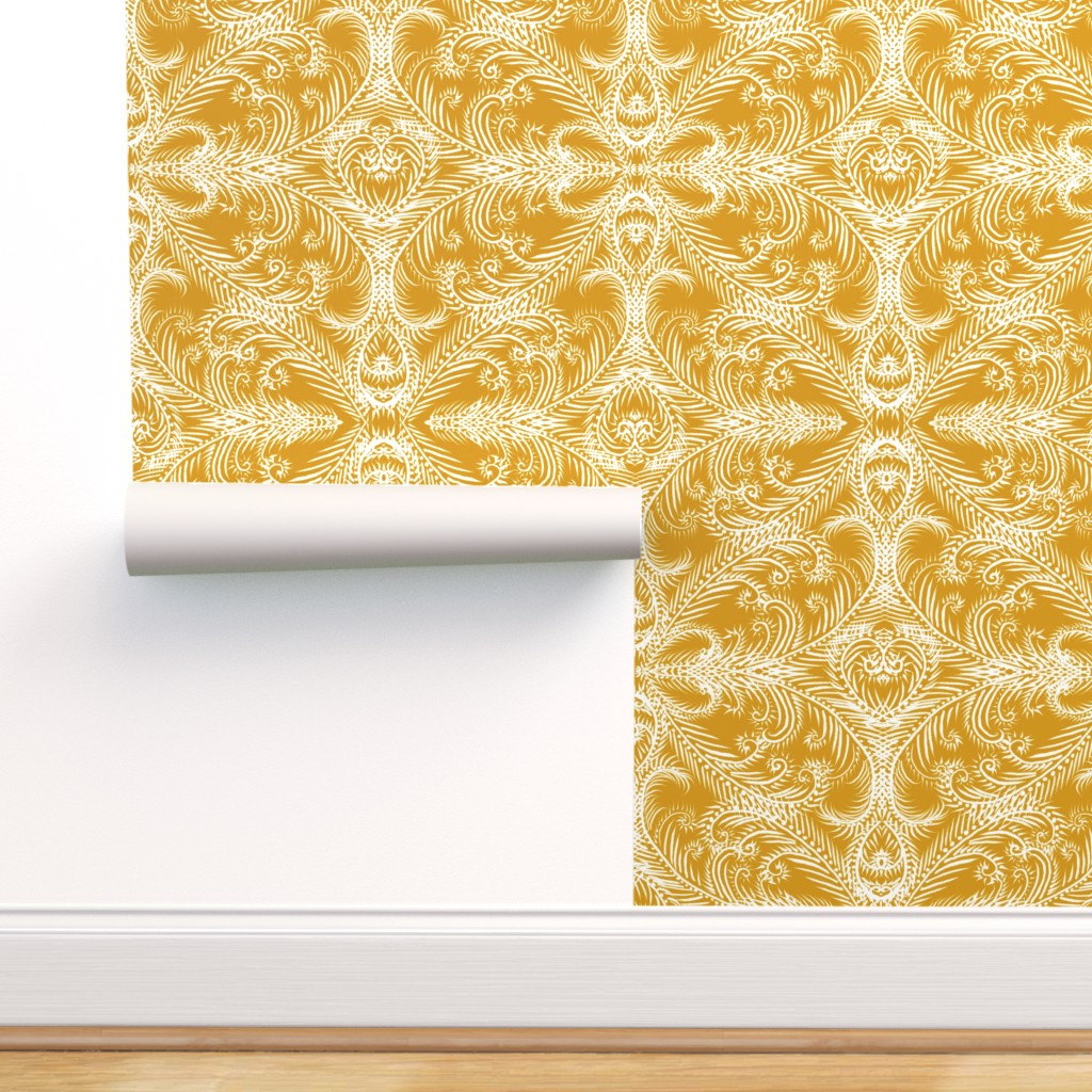 Peel & Stick Wallpaper 12ft x 2ft - Gold Holiday Mustard Winter