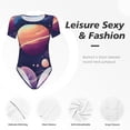 thumbnail image 4 of Kdxio Justaucorps à Manches Courtes Imprimé Galaxie Pastel pour Femmes Col Rond Modal Doux Confortable Ajusté Aguichant Haut-TG, 4 of 7